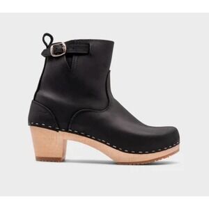 Sandgrens NEW YORK CLOG BOOT Womens Size 38 Black Leather Buckle Ankle Boots EUC